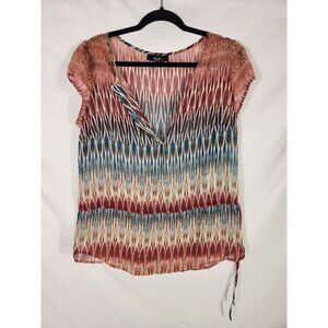 A.N.A. Womens Print Blouson Top Y2K Career Old Money Sheer US/L